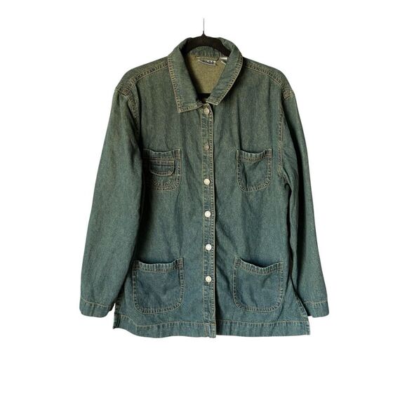 Chico's Jackets & Blazers - Vtg Chico’s Denim Workwear Chore Coat Jacket Button Down Size L (3)